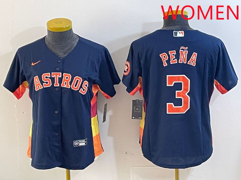 Women Houston Astros #3 Pena Blue City Edition 2025 Nike MLB Jersey style 1->women mlb jersey->Women Jersey